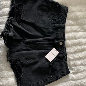 Forever 21 black denim shorts, size 28